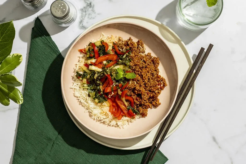 Lean Asian Beef Bowl with Asian Broccoli and Brown Rice