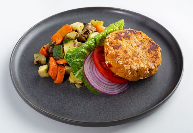 Chickpea & Sweet Potato BBQ Burger