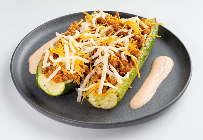 Zucchini Boat Turkey Tacos