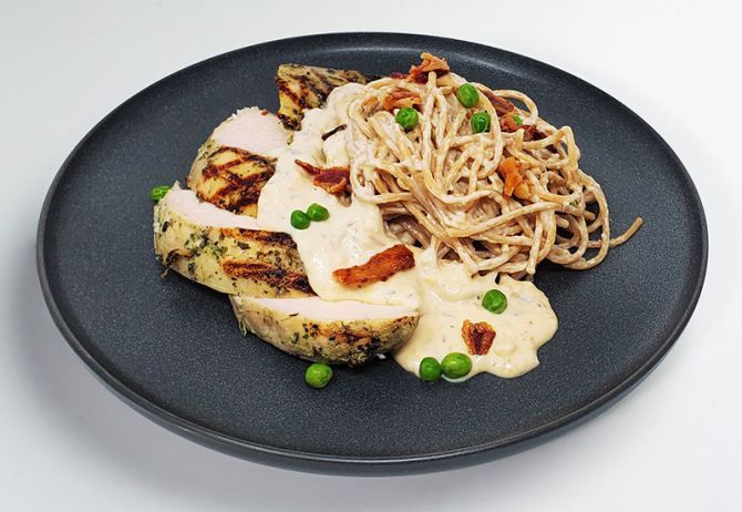 Flame Grilled Chicken Breast Carbonara