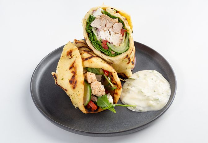 Greek Street Pulled Chicken Salad Gyros